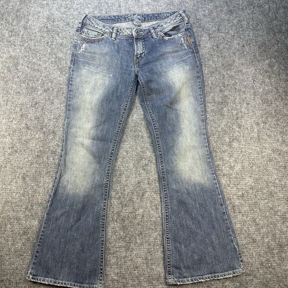 Silver Jeans Denim - Vintage y2k Silver Jeans Women 29 Flare Low Rise Distressed Nice Fading 32x30